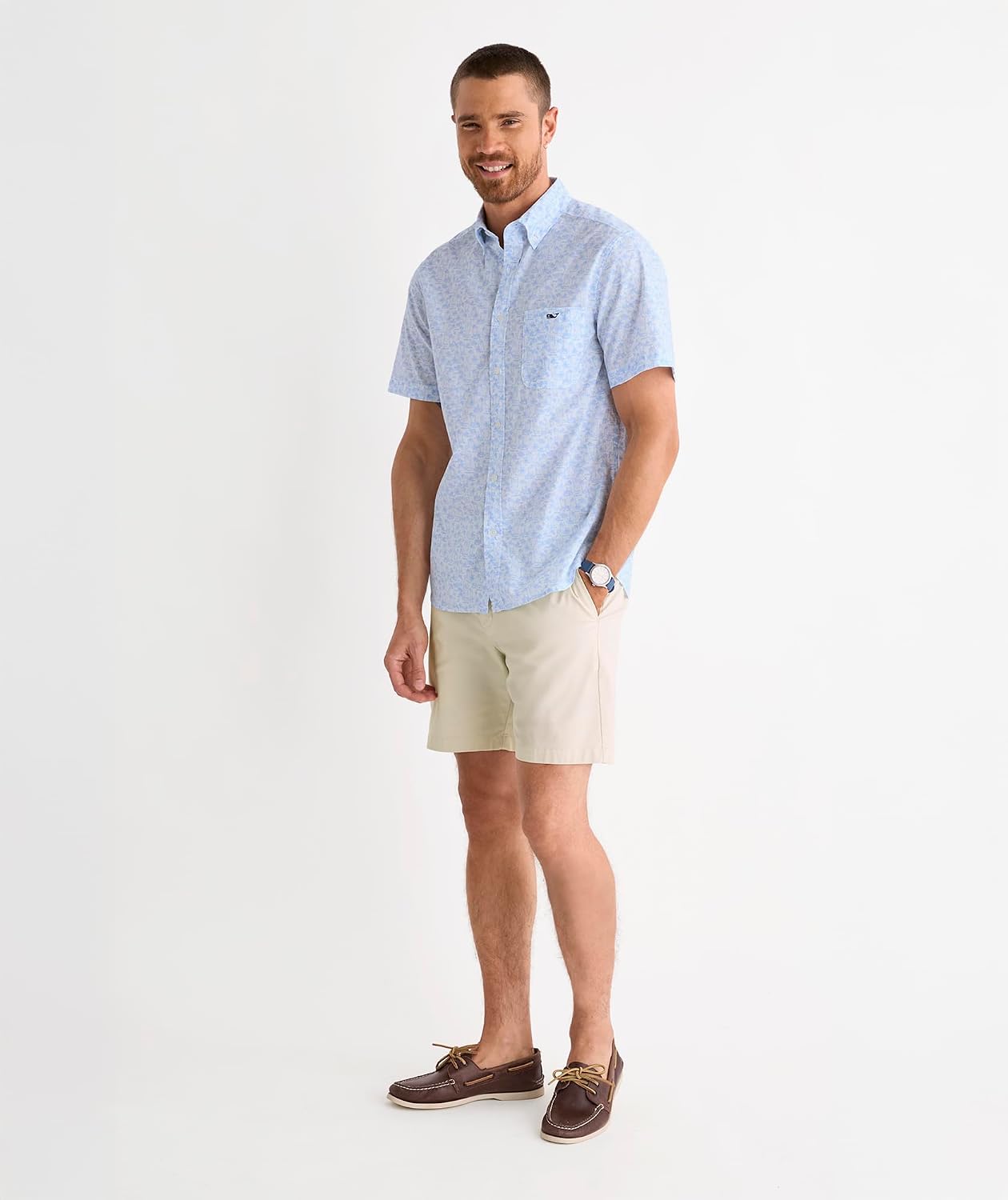 vineyard vines Men's Kentucky Derby Medley Cotton Madras Short Sleeve Shirt, White Cap