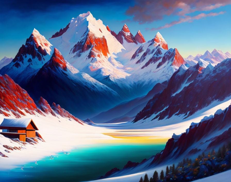 Affiches montagne enneigée SERENDIPITP toile d'art premium 58x90cm sans cadre