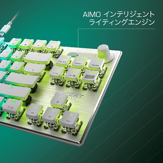 ROCCAT USB-C VULCAN TKL Pro 英語配列 静音 リニアオプティカル テンキーレス ホワイト 日本正規代理店品