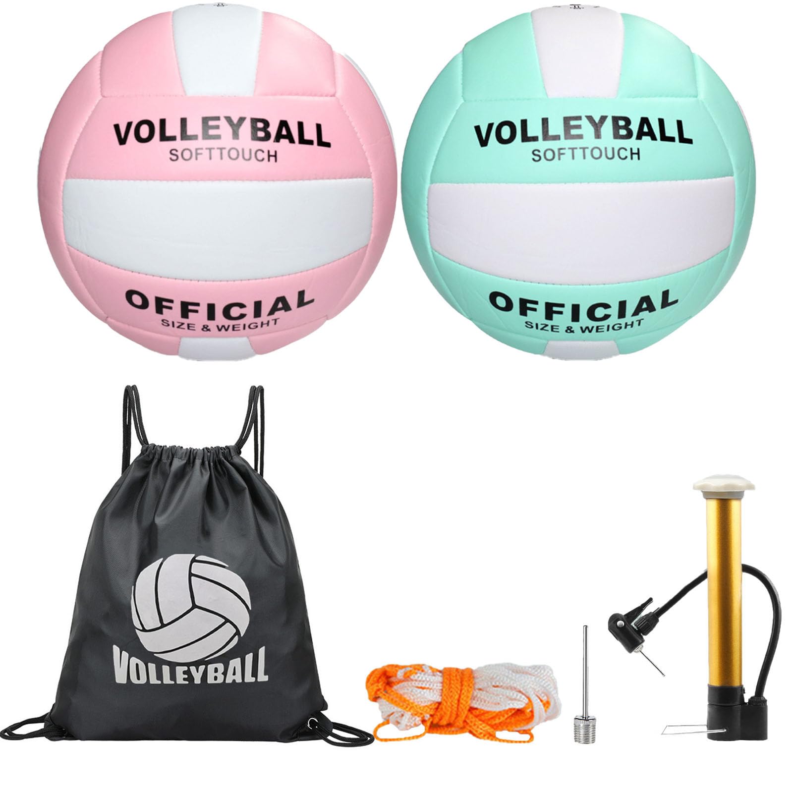 Lot de 6 ballons de volleyball officiels taille 5, doux au toucher, pour intérieur et extérieur, cadeau pour adolescents, adultes, équipement d'entraînement débutant