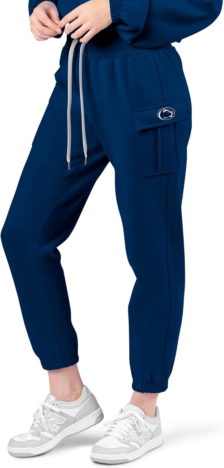 NCAA Cargo Fleece Pants for Girls Women with Pockets, Comfy Lightweight Joggers