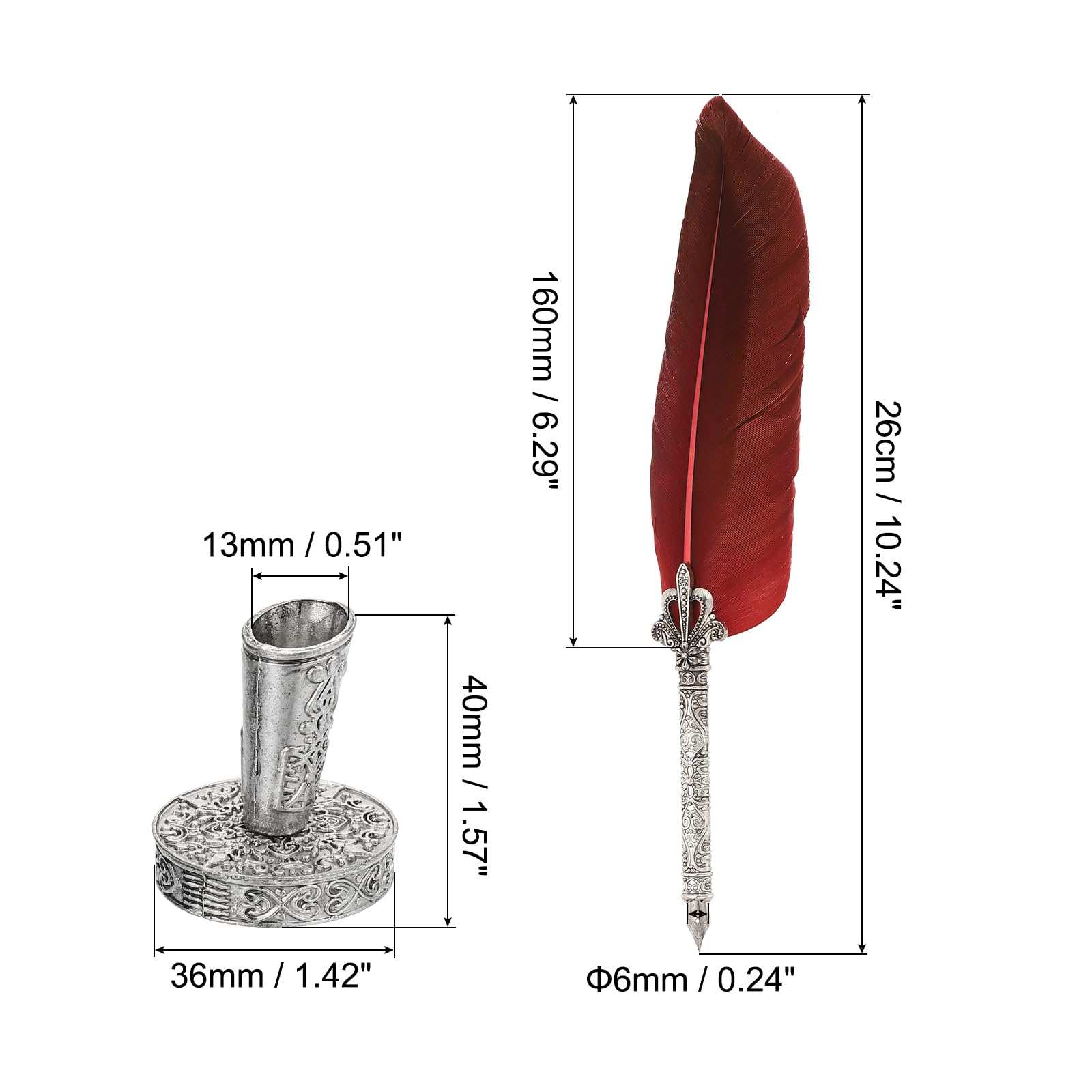PATIKIL 26cm/11 Carved Feather Pen Set - Image 2