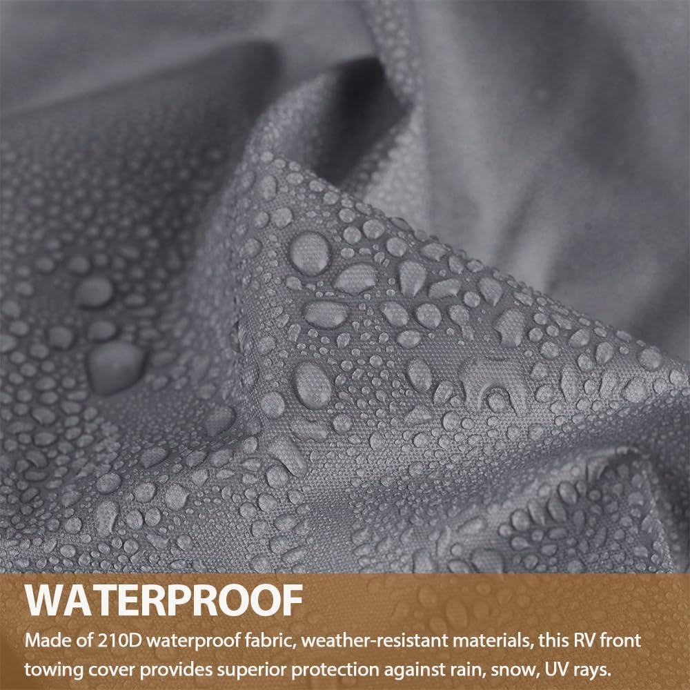 RV Front Towing Cover for Camper, Caravan, Motorhome, Trailer Exterior Protective Case, with 2 LED Lights & Reflective, 87" L x 69" H