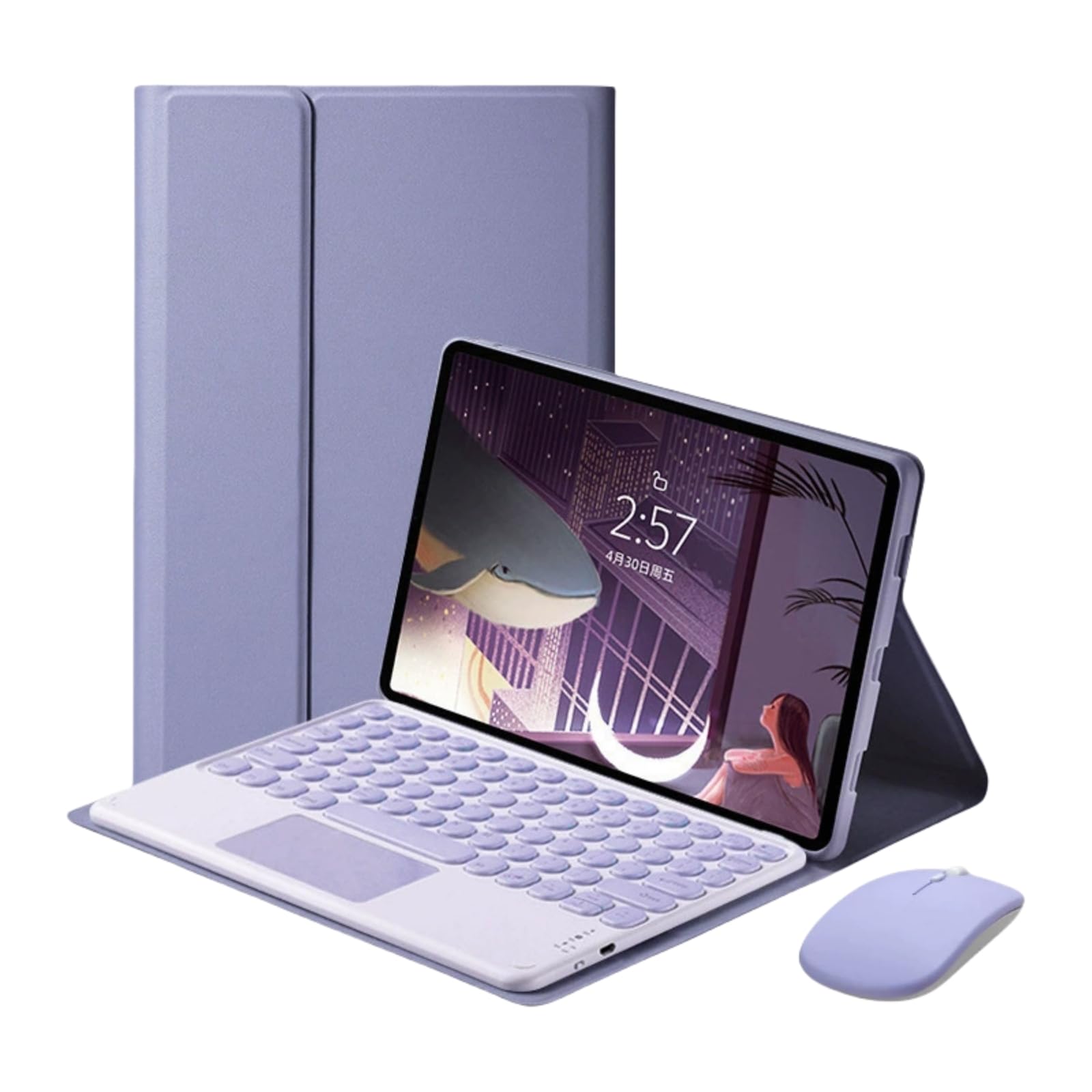 Custodia con tastiera per Xiaomi Pad 5 / Pad 5 Pro 11 pollici con mouse, tasti rotondi Tastiera touchpad wireless staccabile con trackpad per Xiaomi Pad 5 / Pad 5 Pro 11 pollici