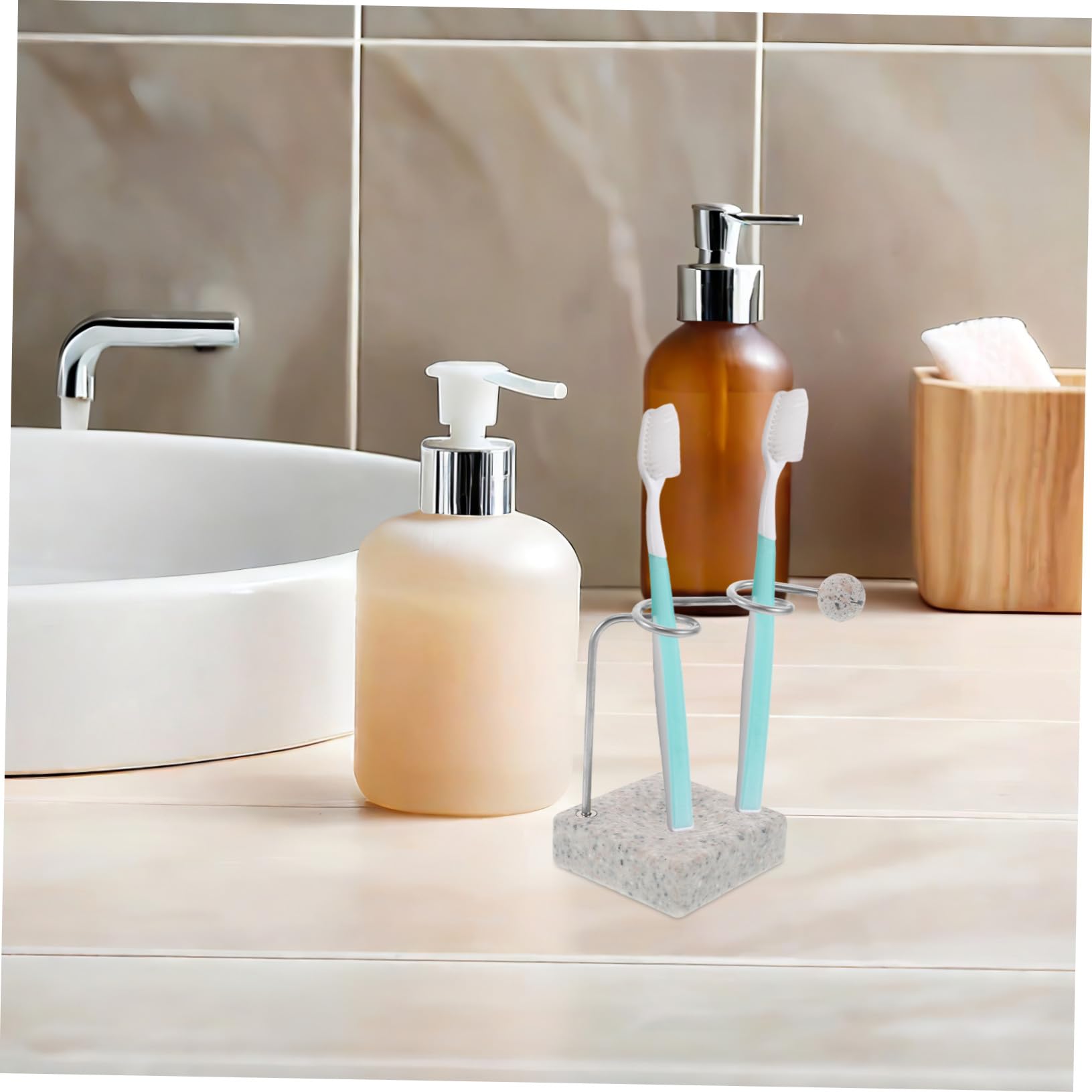 Anneome Portaspazzolino da Bagno in Acciaio Inossidabile Resistente all Organizer Compatto per Lavabo con Design Moderno e Finitura Lucida Supporto Igienico per Spazzolini da Denti