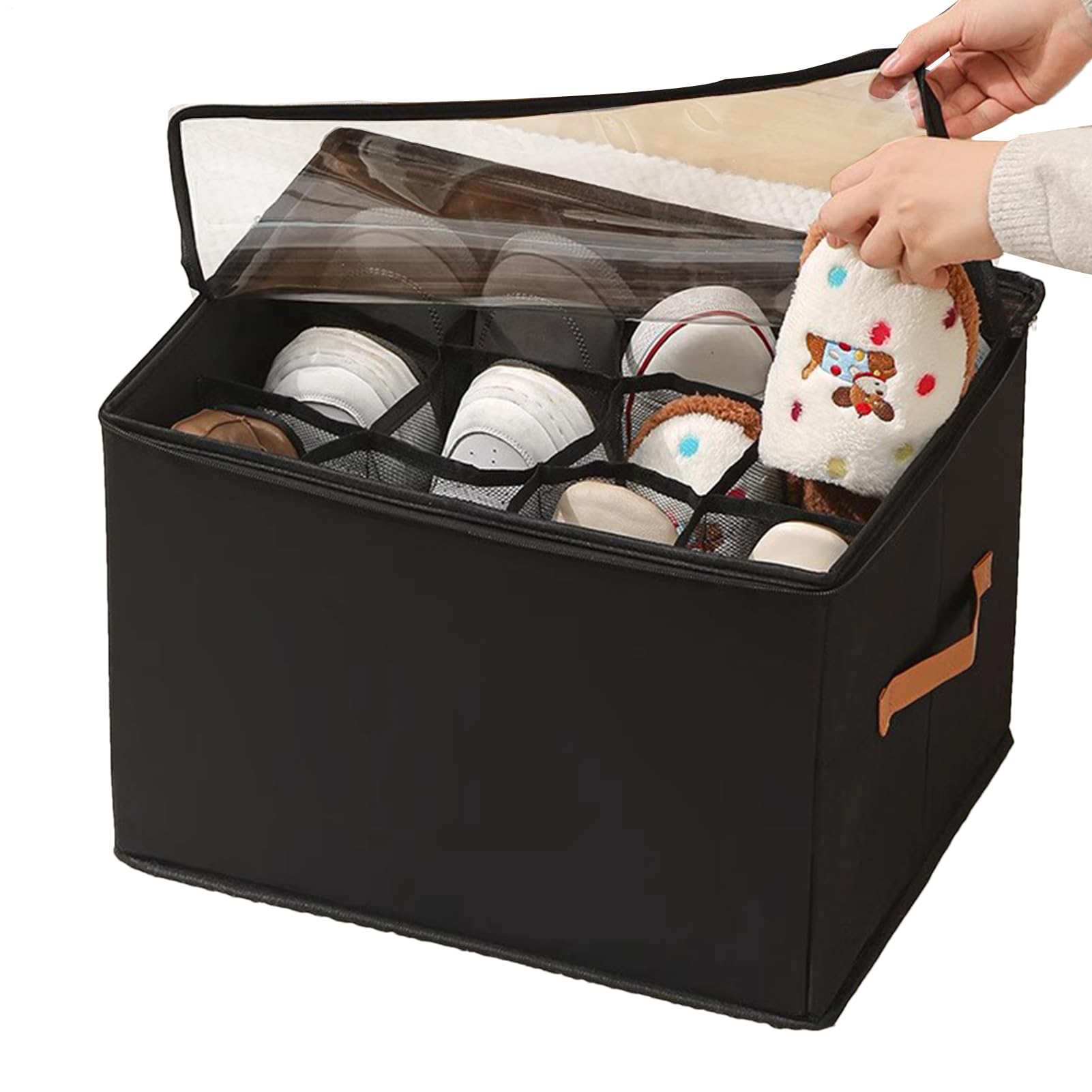 Organisateur à chaussures pliable avec diviseurs réglables pour placard