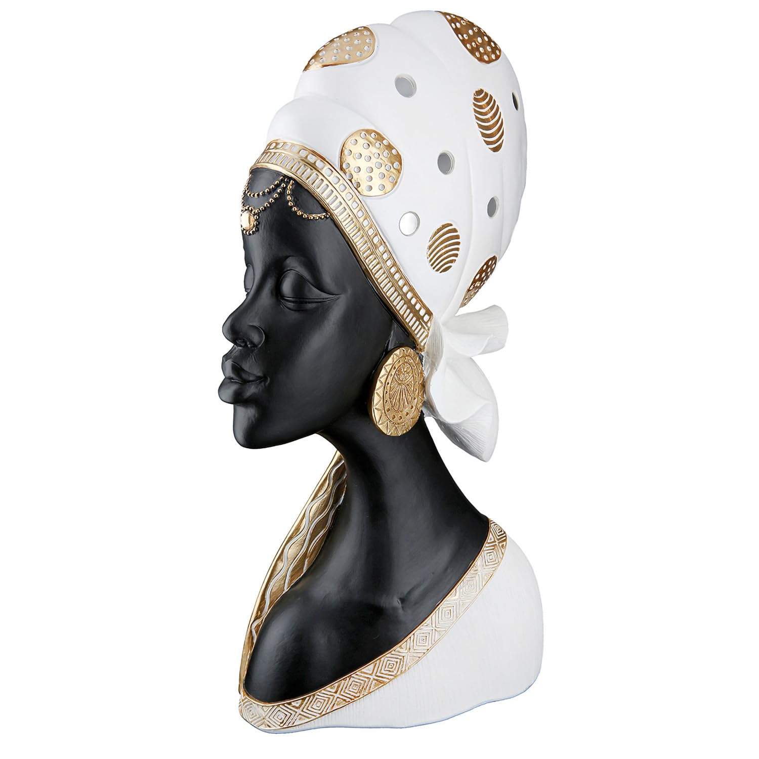 GILDE Figura de Mara – Altura 41 cm – Mujer Africana de Resina – Crema, Negra – Decoración – Escultura – Accesorio para el hogar – Idea de Regalo – Salón