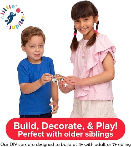 Miniatura 2 de Auto de carreras de madera DIY con calcomanías, kit de construcción para niños, juguetes de construcción de troncos, manualidades de madera para