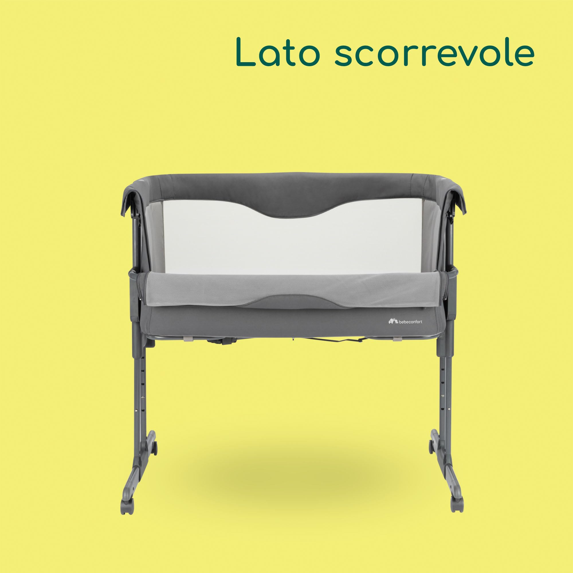 Bebeconfort Amara, Culla neonato fianco letto, 0-6Mesi, 0-9kg, Culla co-sleeping, Lettino Neonato 2 in 1, Chiusura compatta in 3 secondi, Facile da spostare, Borsa per il Trasporto, Tinted Graphite