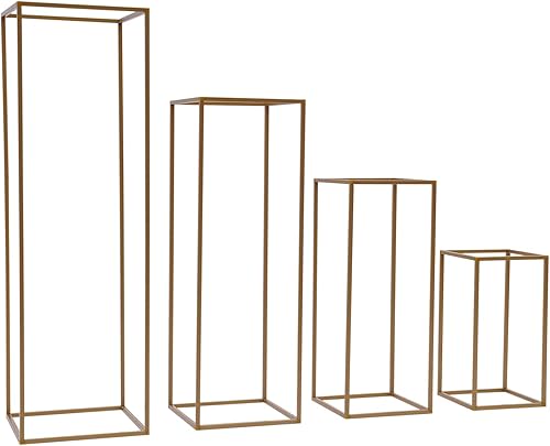 Miniatura 5 de 4 piezas de centro de mesa de oro para boda 40608039.4 in de metal geométrico columna soporte de flores para boda, floreros, decoración de centros