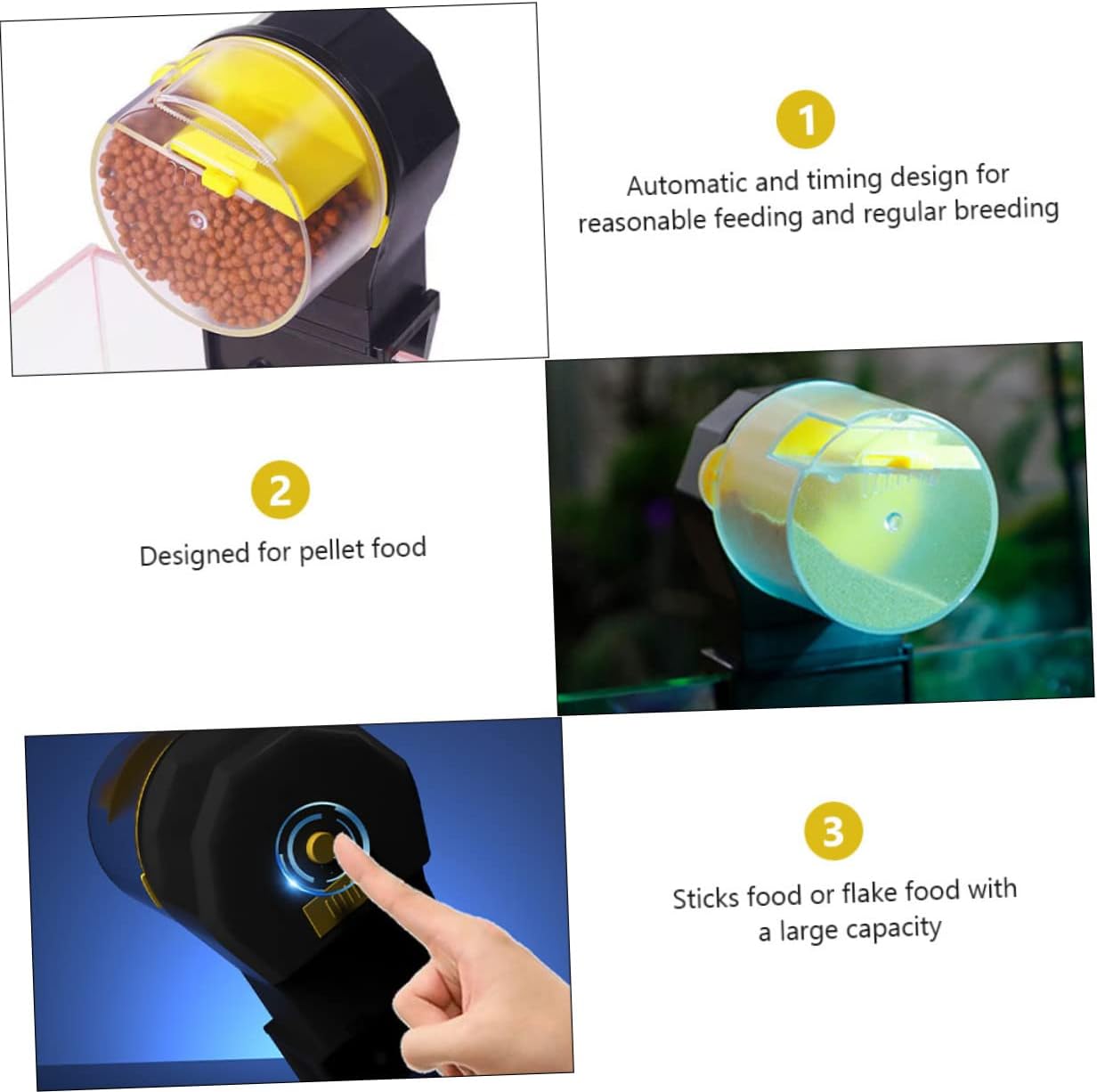 ORFOFE 1set Automatic Fish Feeder with Timer for Weekend Use Capacity Dispenser for Fish Tanks and Aquariums Easy to Clean and Install Design