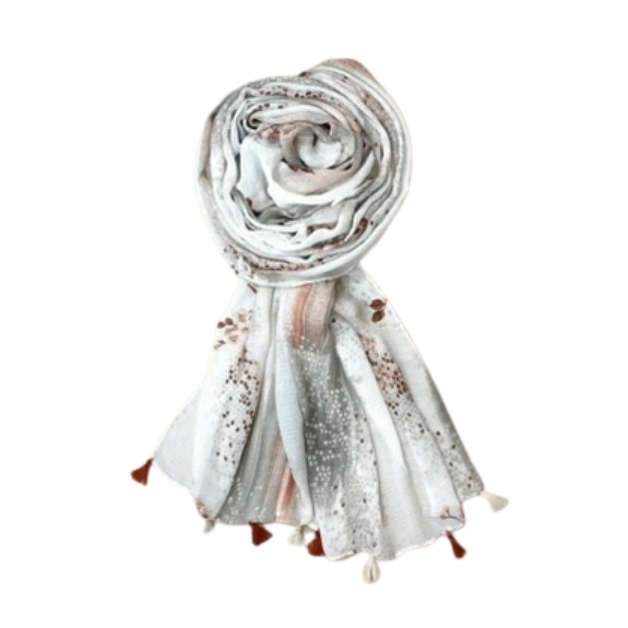 fahabo Scarf Woman Floral Print Premium Mal Mal Textured Cotton Scarves with Tassels | Hijab Scarf | Headscarf | Neck Scarf | Stoles | Wraps | Size 71" L x 33" W-picture-12