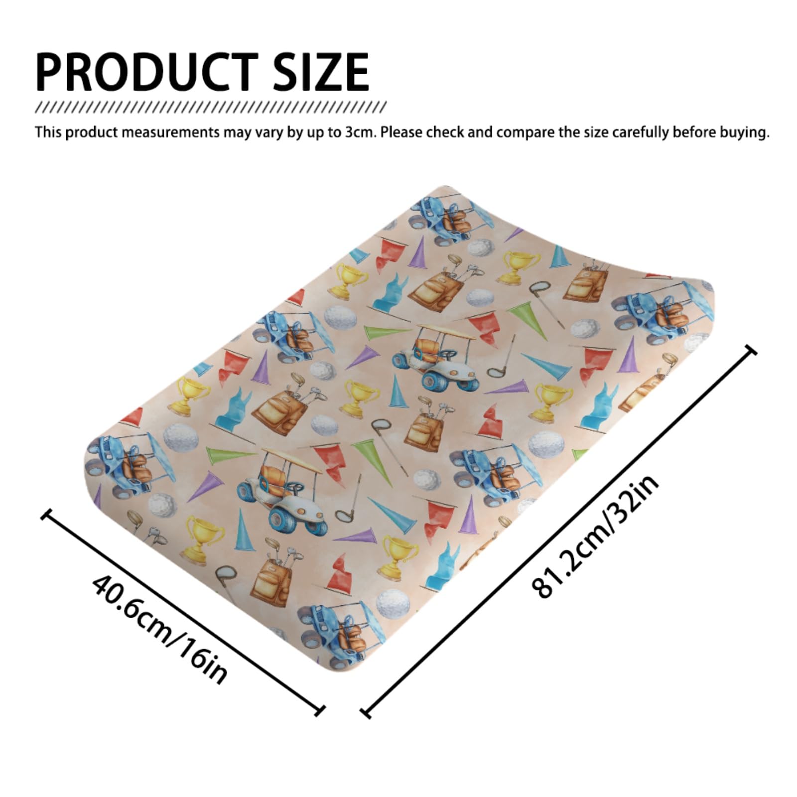 Golf Baby Changing Table Pad Covers for Boys Girls 32''x16'' Golfing Nursery Fitted Diaper Change Table Pad Mats Golf Cart Balls Golf Days Sports Comfort Soft Breathable Cradle & Bassinet Sheets