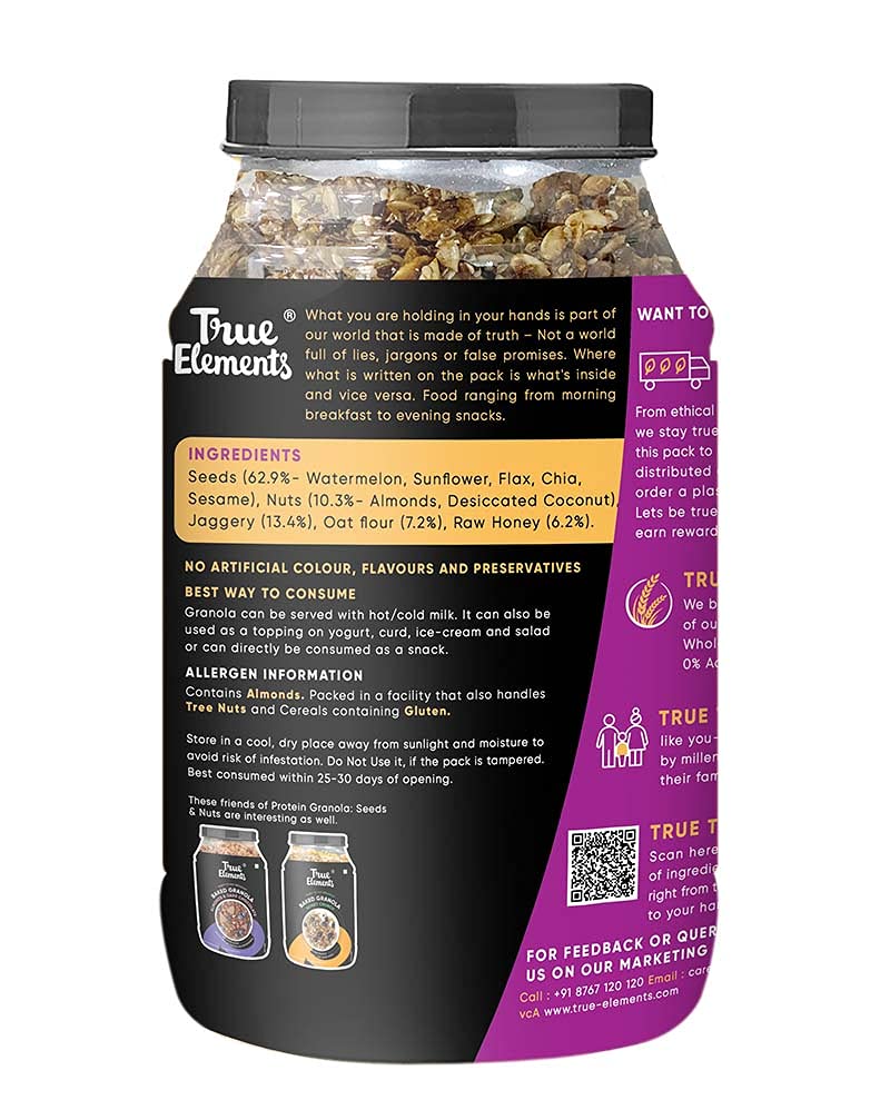 True Elements Protein Granola 900g With 73 Seeds Nuts Certified Gluten Free Granola Loaded With Seeds Nuts Sugar Free Granola 7g Protein Per Serve Amazon In Grocery Gourmet Foods True Elements Protein Granola 900g With 73 Seeds Nuts Certified Gluten Free Granola Loaded With Seeds Nuts Sugar Free Granola 7g Protein Per Serve Amazon In Grocery Gourmet Foods