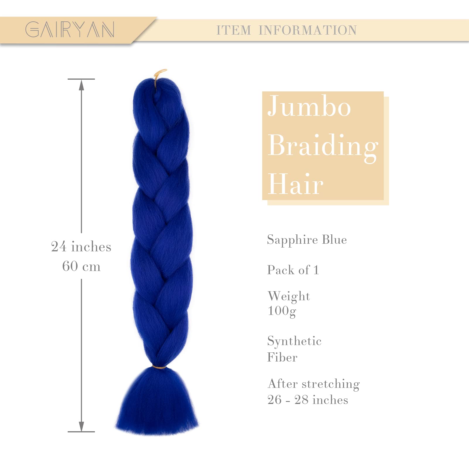 Les mèches Gairyan Bleu Saphir offrent une teinte vibrante pour vos créations de tresses.