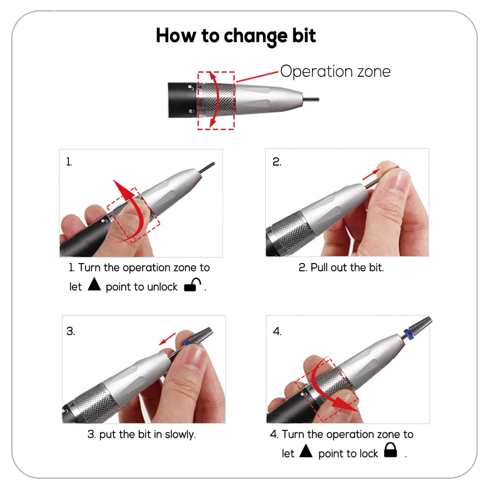 S2, brushless Nail Drill, Compact Portable Professional Rechargeable Cordless E File for Acrylic Nail and Gel, Manicure Pedicure Tool Set with Nail Drill Bits Set (Black)