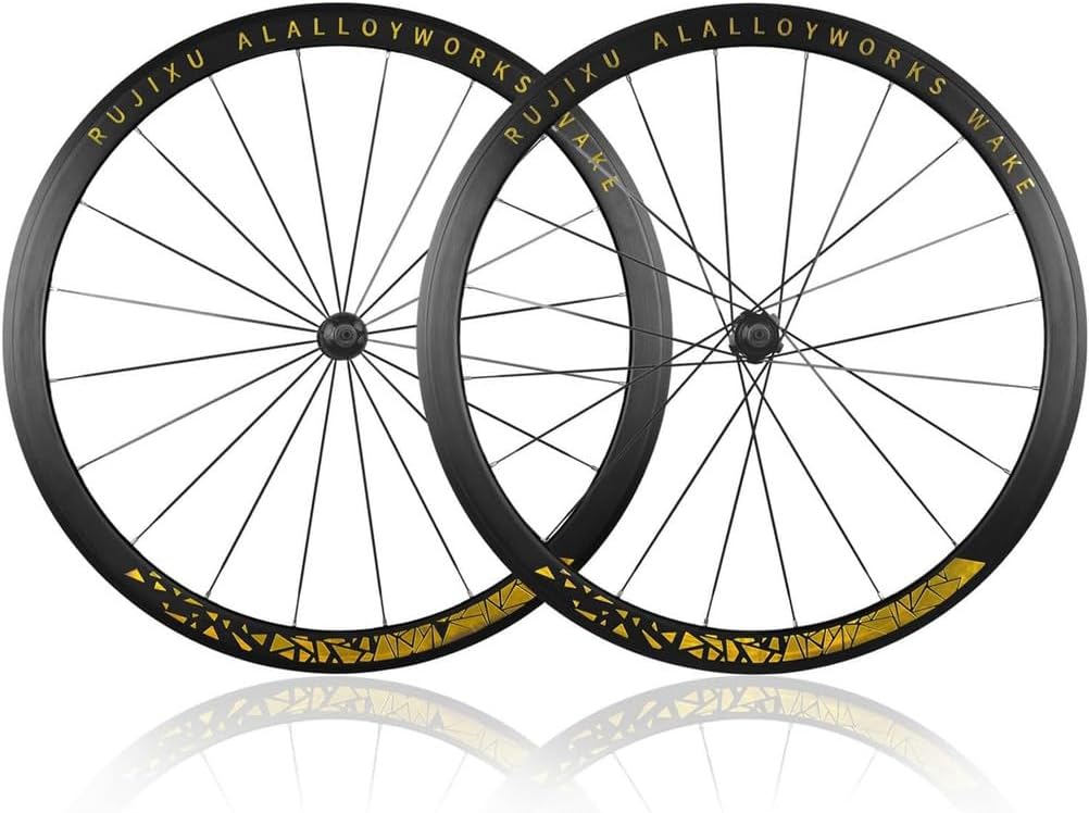 Bicycle Rims 30/40/50Mm 700C Road Bike Front Wheel Rear Set C/V/Brake Aluminum Alloy Quick Release 7/8/9/10/11/12 Speed ​​Cassette(Gold,50mm)