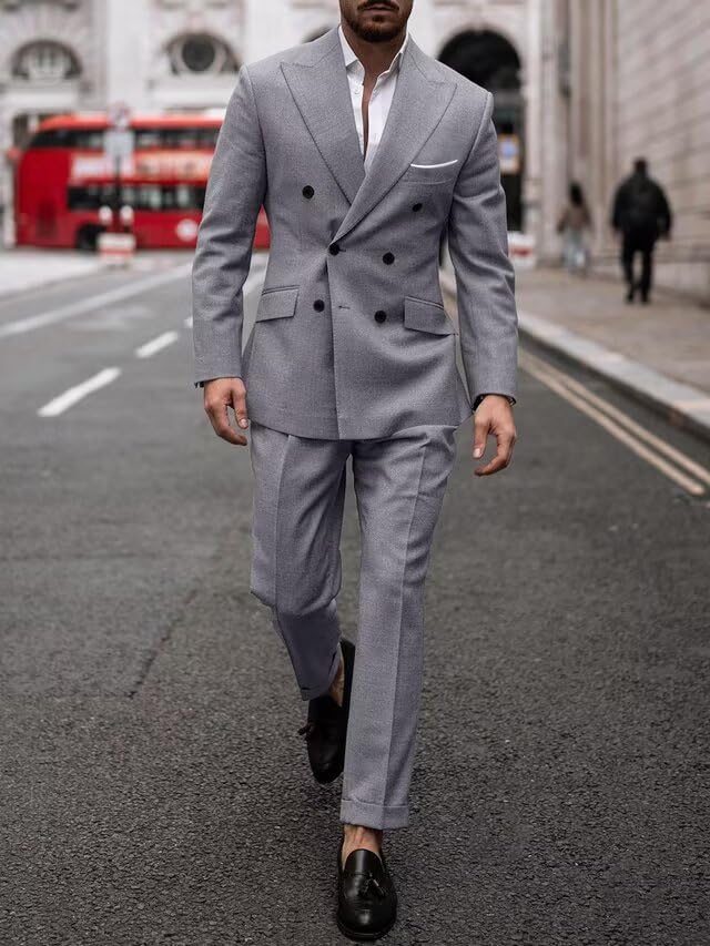 Double Breasted Suit Men 2 Piece Slim Fit Suit for Men Wedding Double Breasted Blazer Pants Prom Business Party3