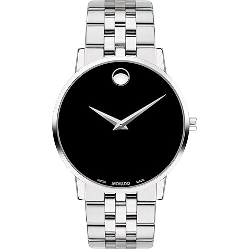 Movado Museum Classic Men's Swiss Quartz Watch - Stainless Steel, Link Bracelet - Water Resistance 3ATM/30 Meters - Classic Luxury Timepiece - Gift for Him - 40mm