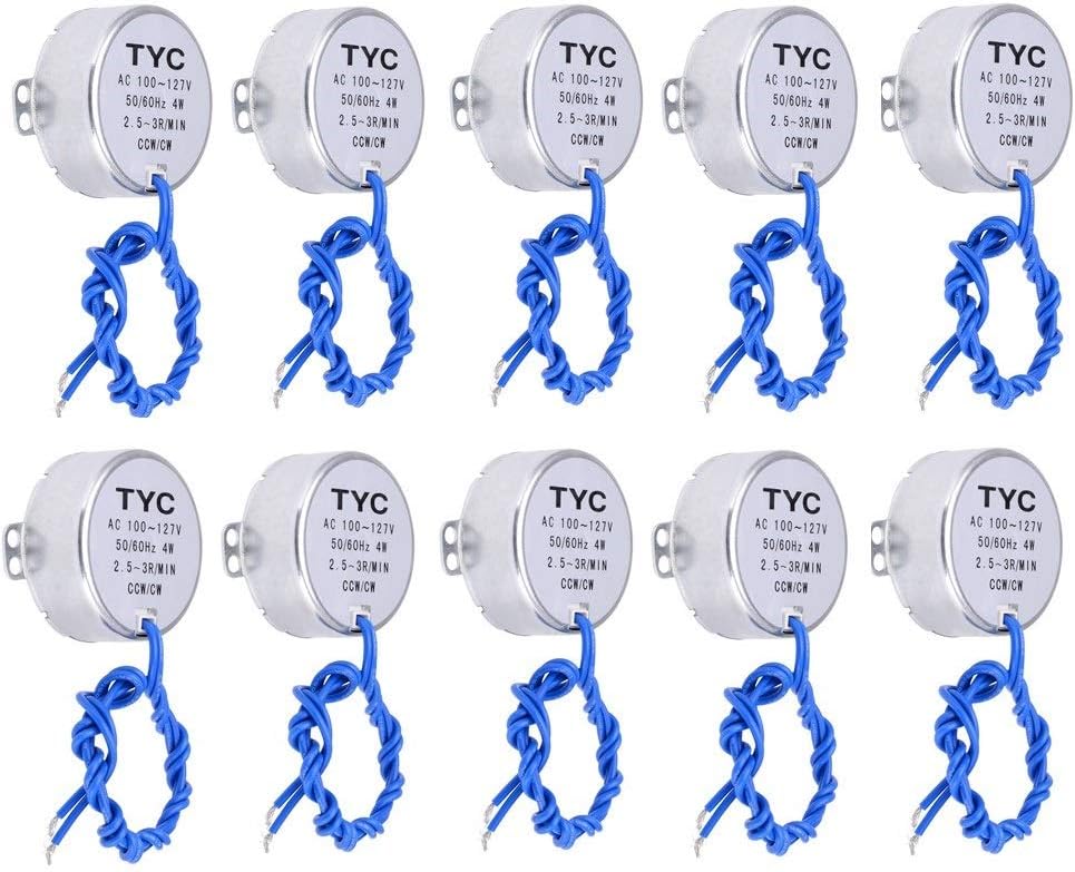 REENFAYA 10 Pack Turntable Synchronous Motor Electric Synchron Motor 100-127 VAC 50/60 Hz 4W MIN CCW/CW Direction for Cup Turner,Cuptisserie,Tumbler Cup Rotator,Drying The epoxy,Rod Dryer (5-6RPM)