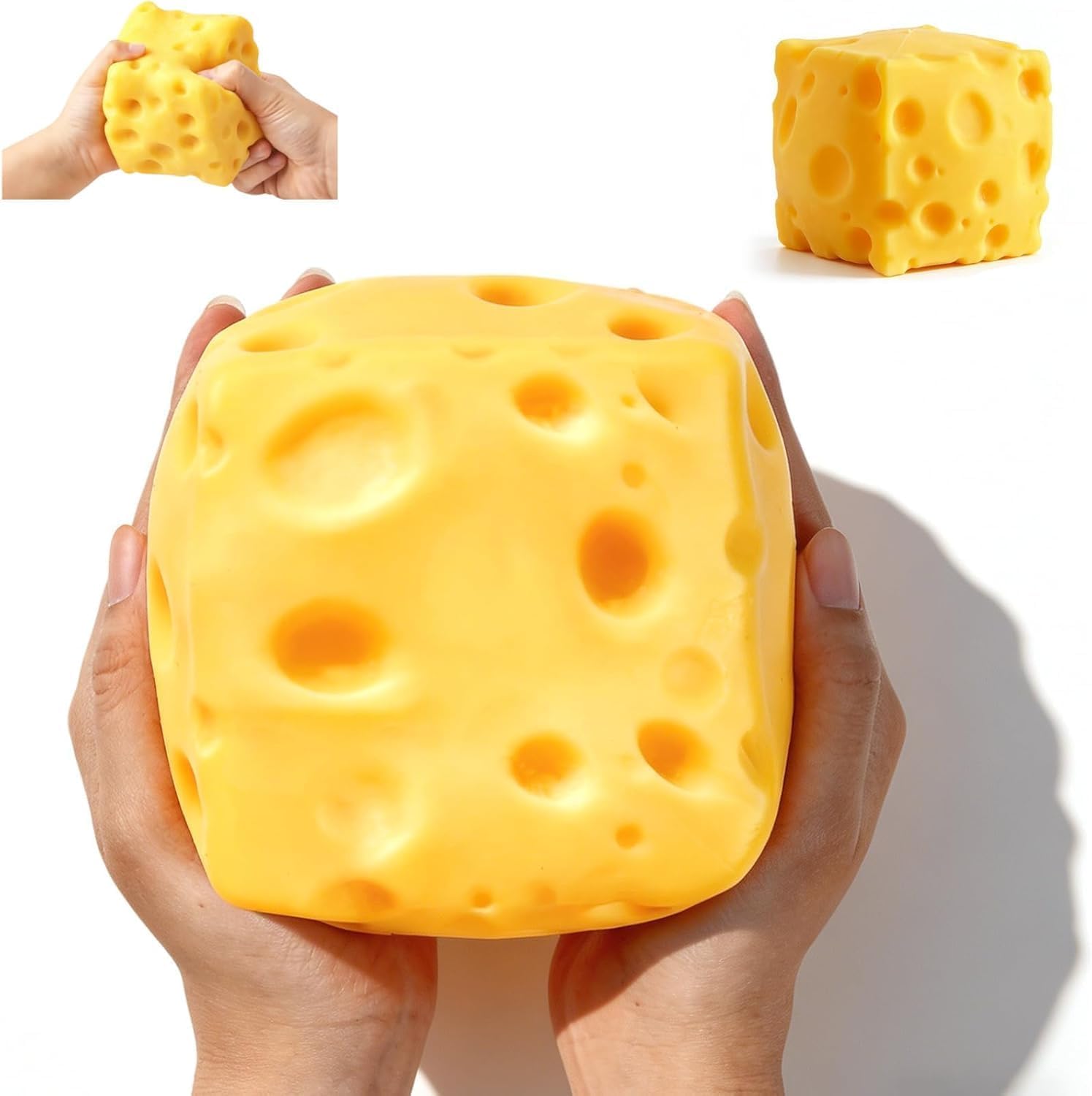 5in Giant Cheese Squishy, Jumbo Big Extra Large Cheese Squeeze Stress Balls