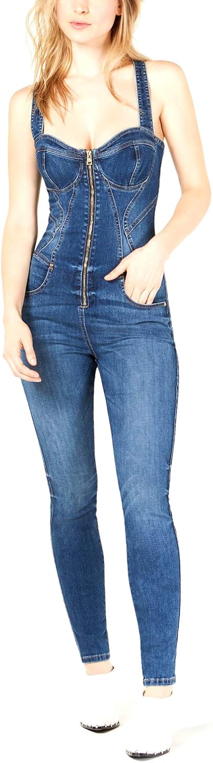 Denim bodycon jumpsuit Clearance