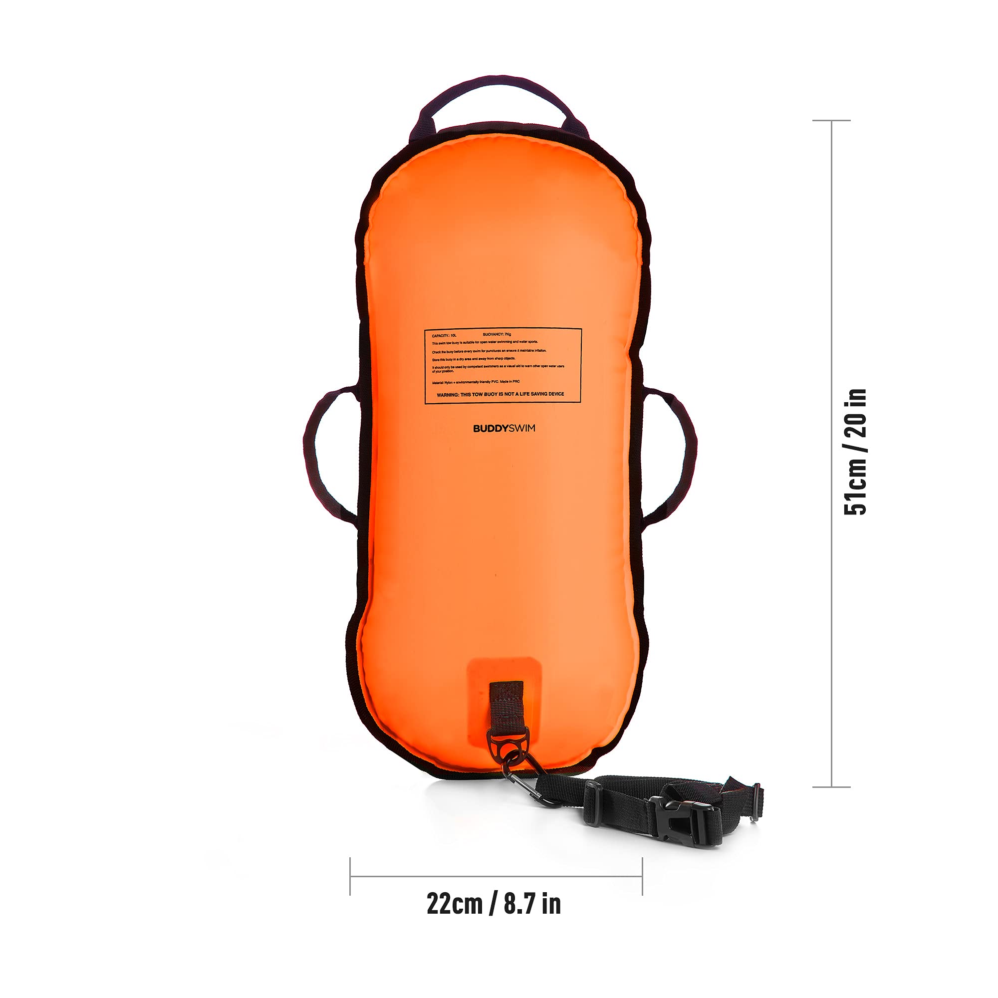 Boa per Nuoto in acque libere 10 L per Traversate e Competizioni. Finitura in Nylon, Ultra Leggera e Resistente, con Manici e Cintura Regolabile.