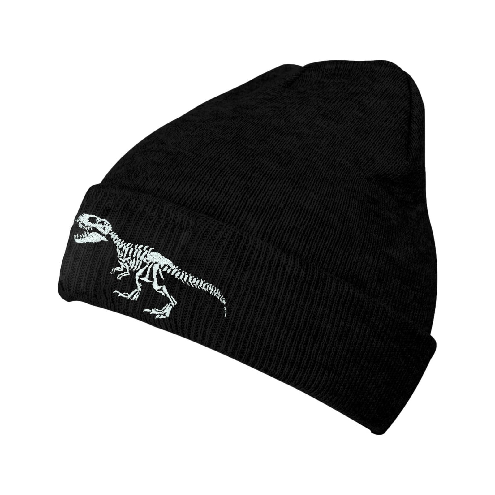 Black Beanie Hat for Men Women Embroidered Knit Winter Beanies Cap