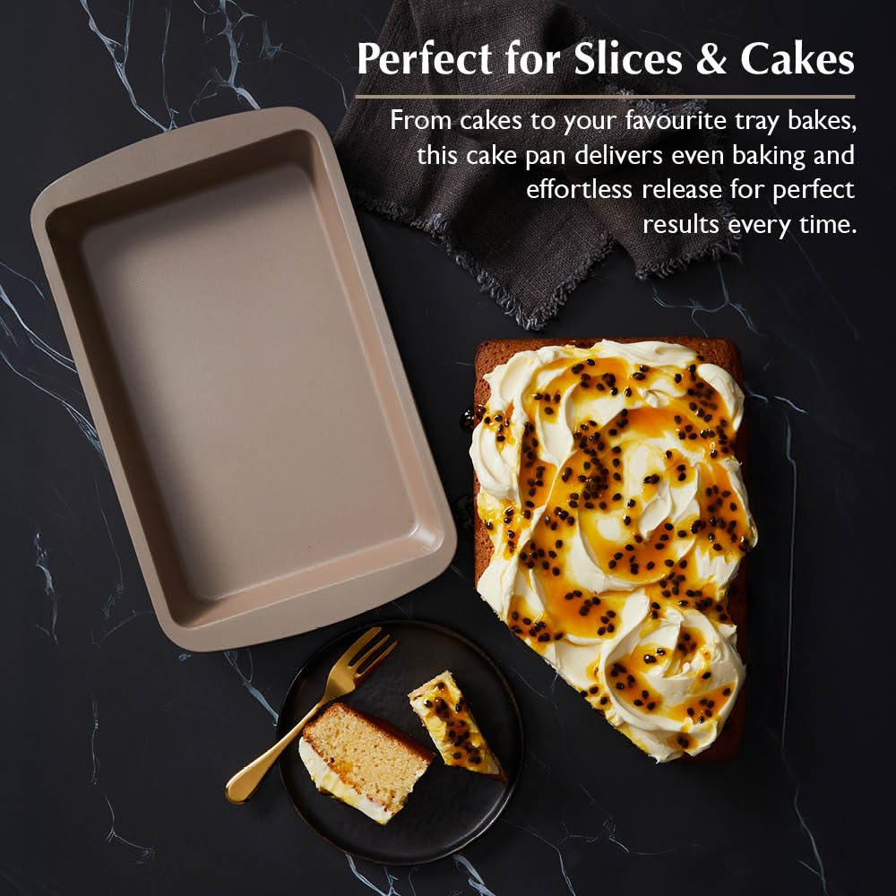 Stanley Rogers Ceramabake Moule à gâteau rectangulaire en céramique anti-adhésif sans PFAS, PTFE, PFOS, PFOA, cadmium et plomb, idéal pour four, brownies, tranches, route rocheuse, 28 x 18 x 3,5 cm