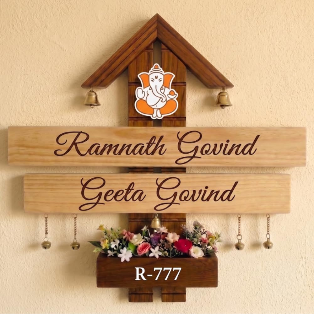 Wooden House Nameplate | Wall Mounted (Dual Plank nameplate) | Sangwan Wood-image-19