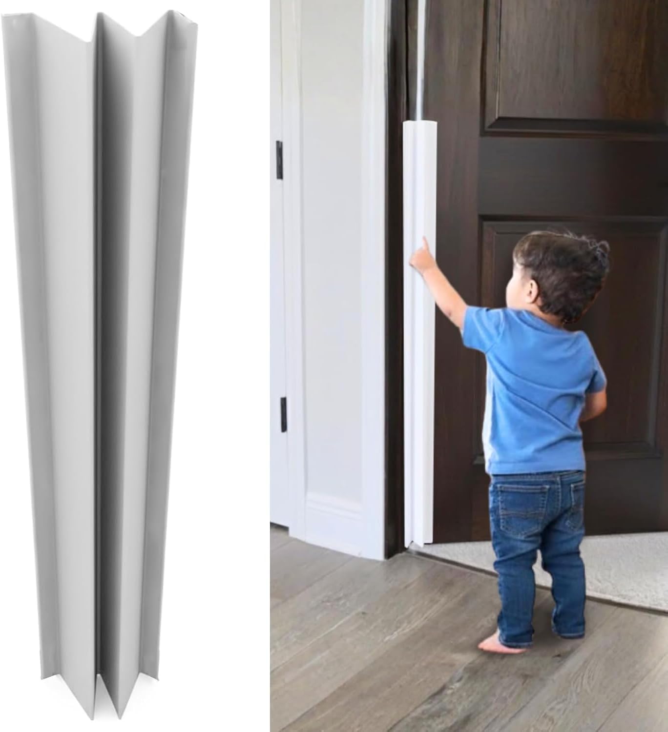 Home Door Finger Guard Protector Helps Stop Finger Pinching on Door Hinges for Kids & Adults Easy 3M Stick-On Safety Cover (Home-Push -Side)