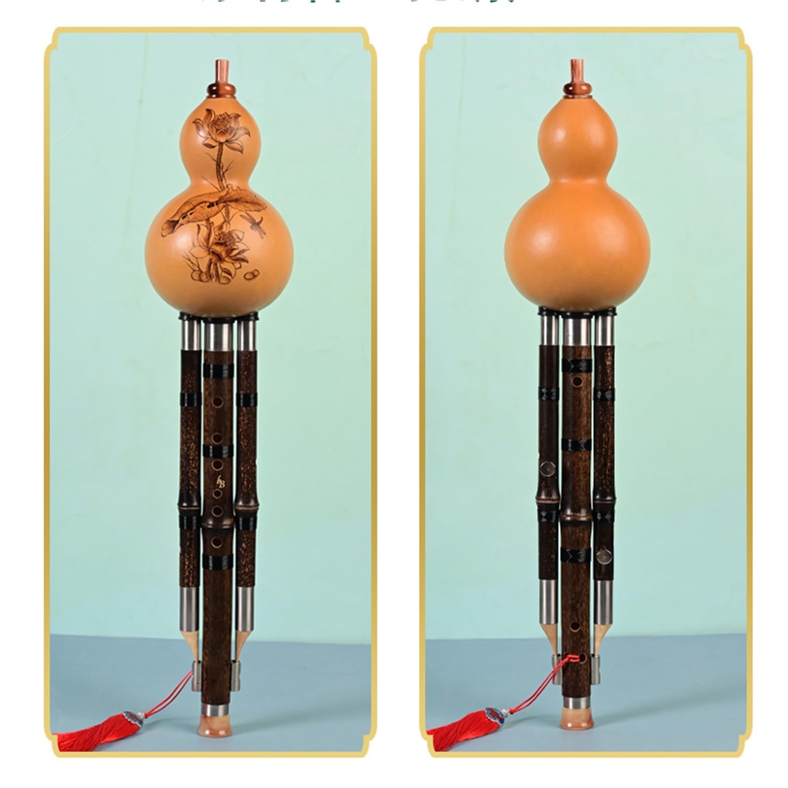 Hulusi Performance Professionnelle Type B Plat C Clé Adulte Instrument De Musique Violet Bambou Flûte À Cucurbitacées(Painted,C)