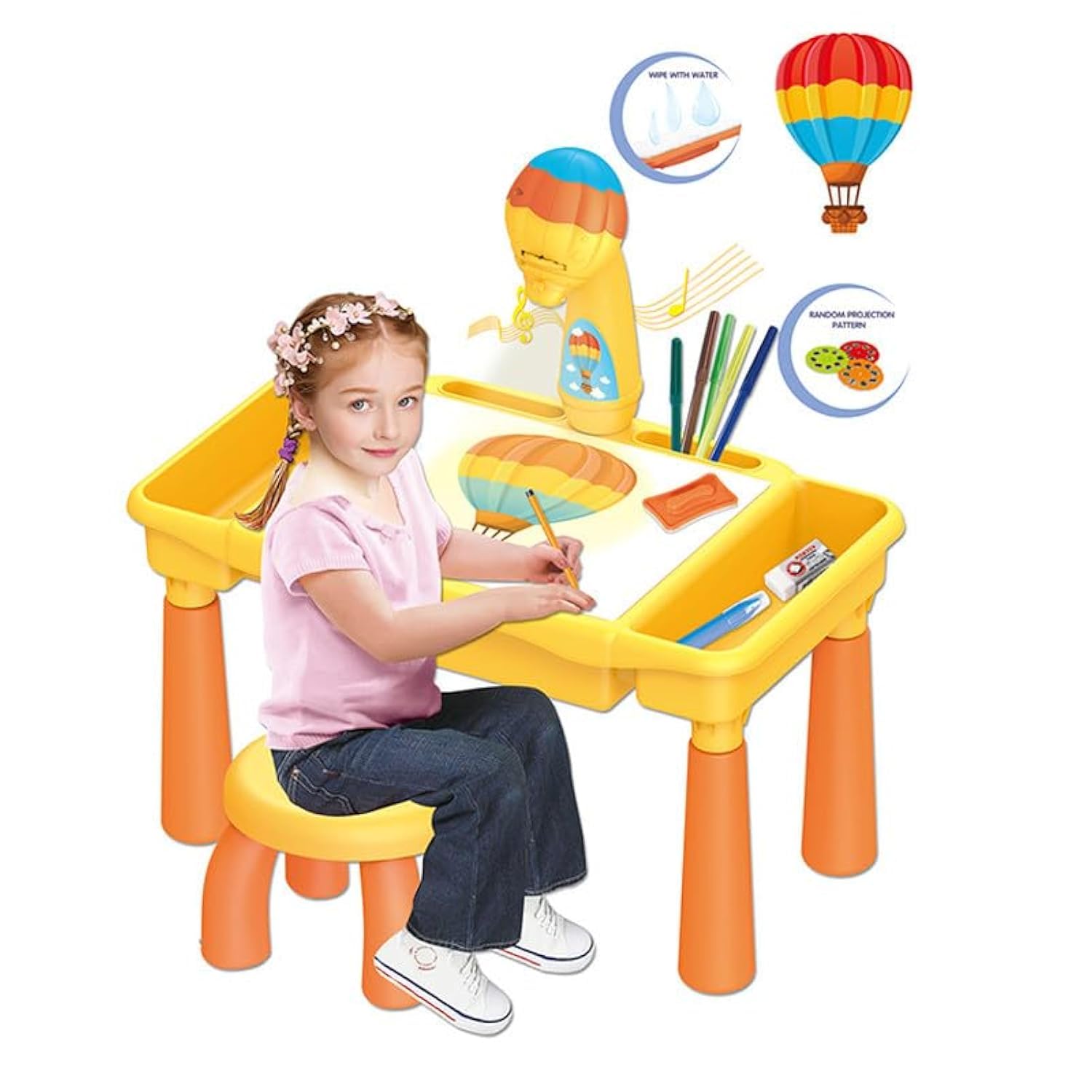 S SGTT PRO Multi-function Projector Drawing Toy Learning Table With Chair Kids Projection Painting Board Children's Dinosaur