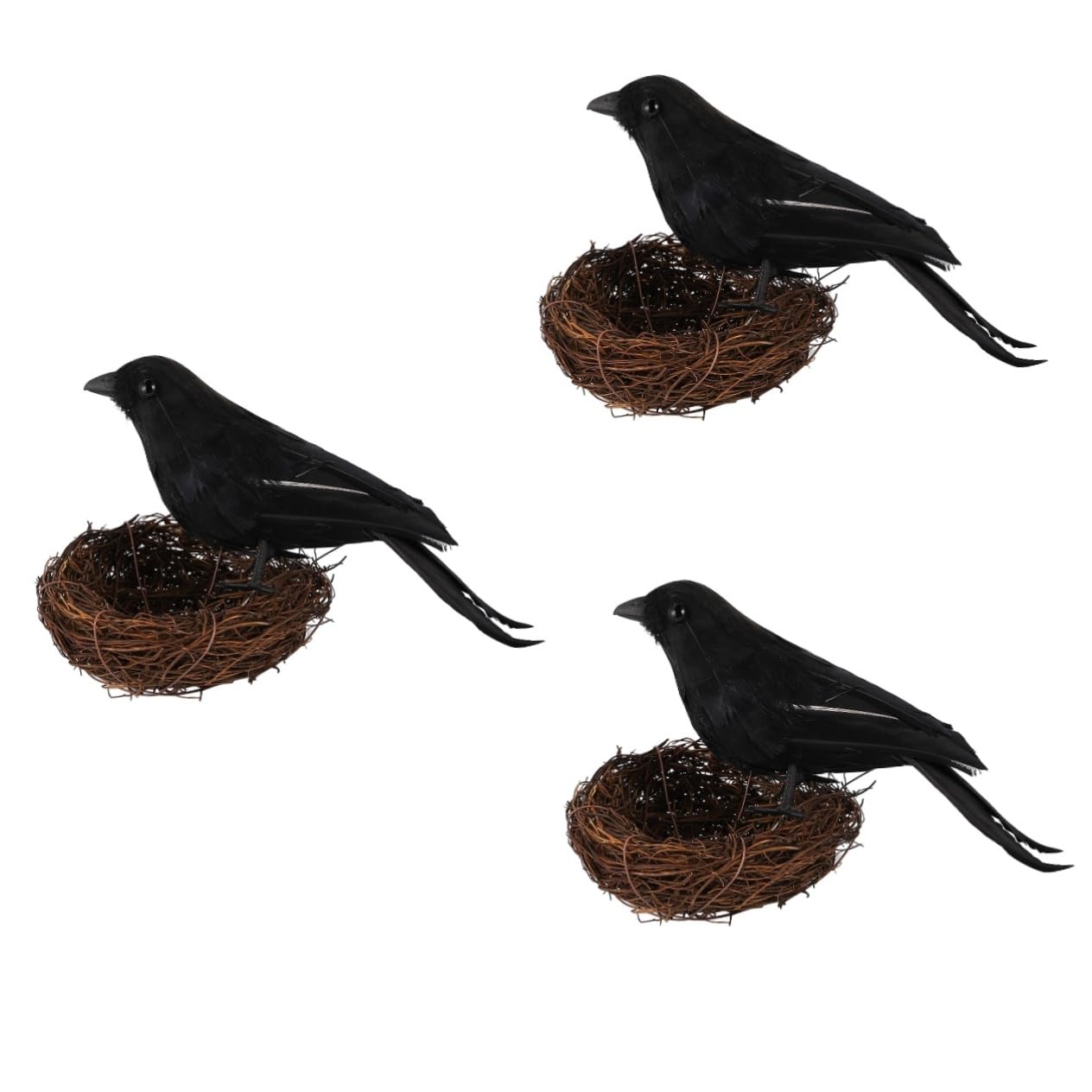 YARNOW6 Pcs Simulated Little Crow Bird's Nest Crow Decor Crows Halloween Decor Handmade Crow Prop Fake Crows Halloween Crow Simulated Crow Prop Crow Decoy Crow Toy Statue Branch