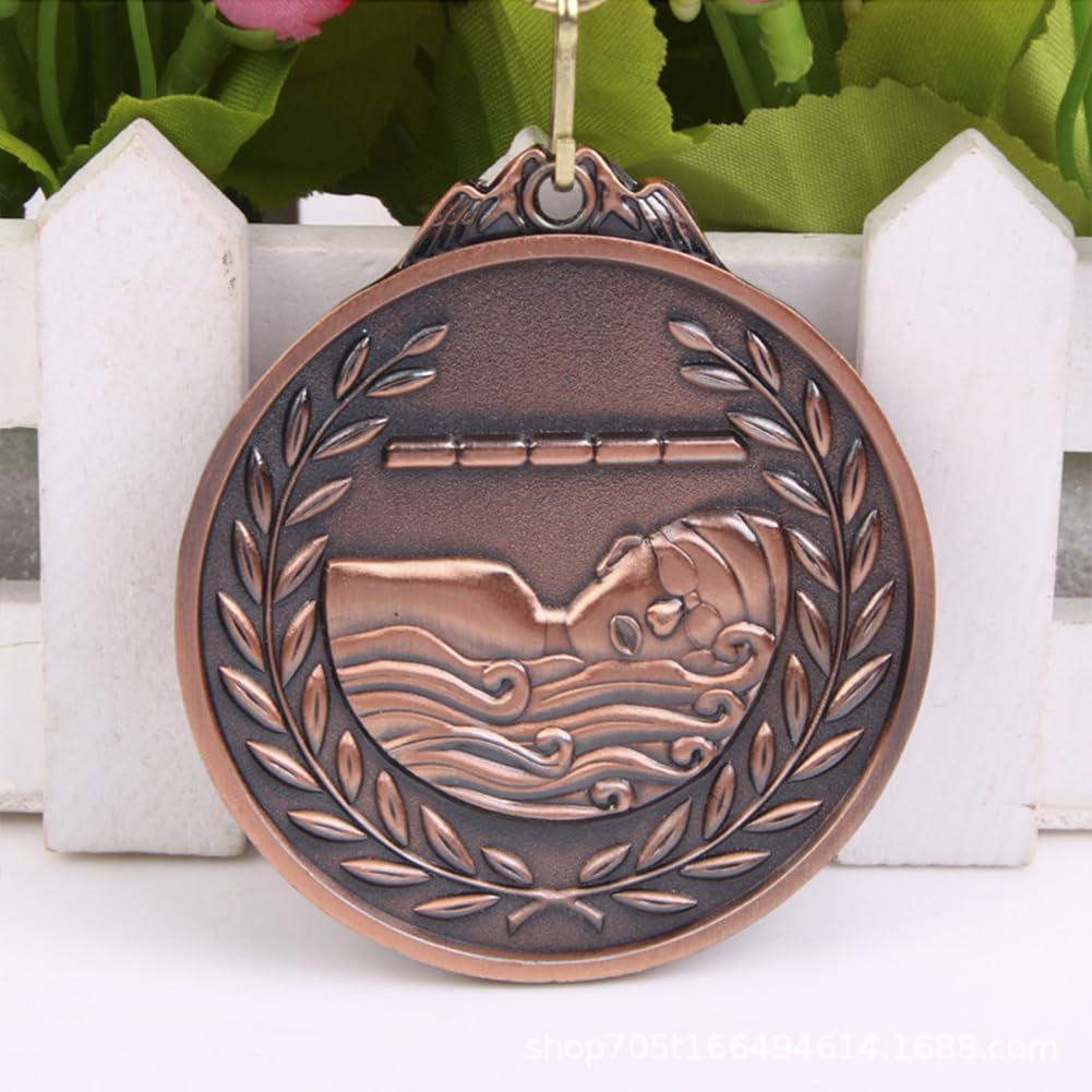 Medalla de natación 6,5 cm Recompensas Deportivas Cinta Cuello Metal Oro Plata Bronce Competiciones