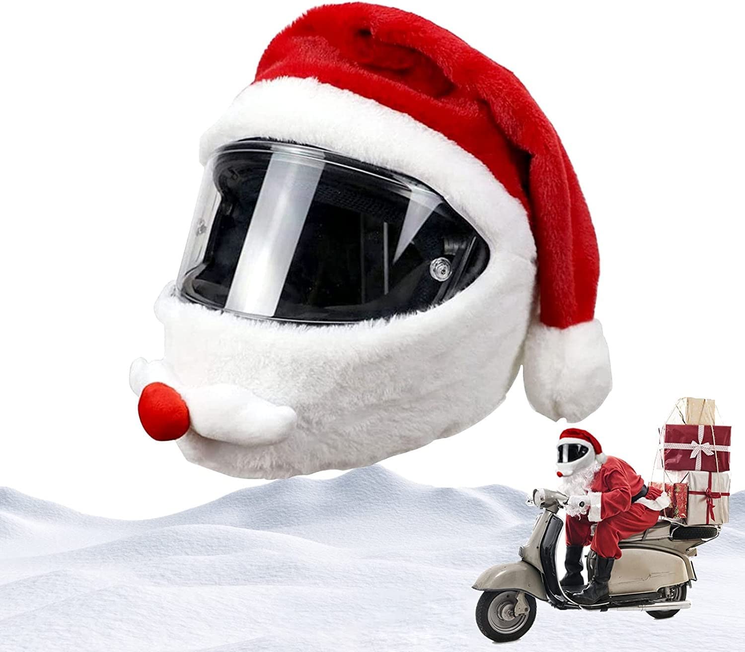 Cadeau Noël en plein air original avec cette couverture casque moto drôle