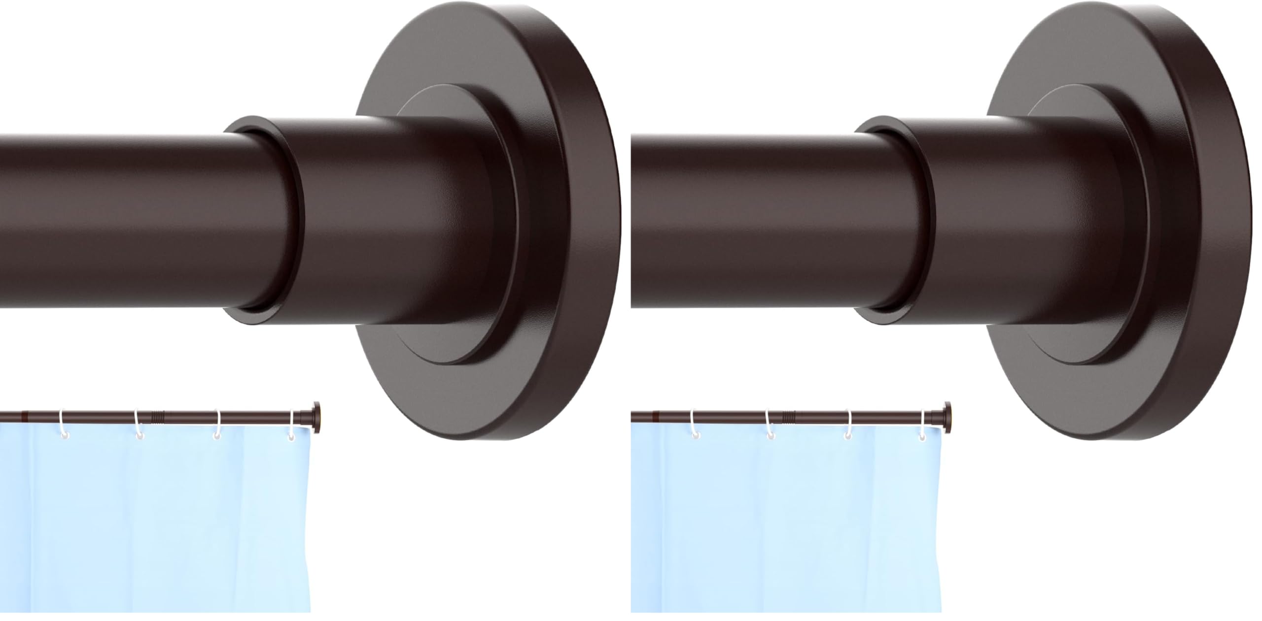 CorkLatta Bronze Shower Curtain Rod 31 to 80 Inch,1 Inch Diameter Adjustable Spring Tension Stainless Steel Telescoping Rod,Easy Install,No Rust (Pack of 2)