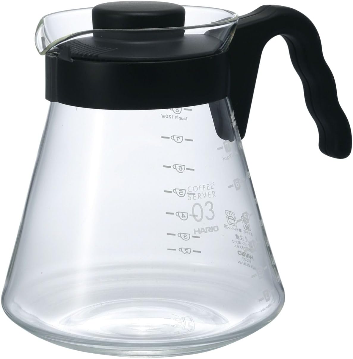 HARIO (ハリオ) V60 Coffee Server, Practical Capacity 1000ml, Black, Made in Japan, VCS-03B