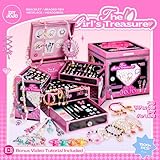 DIYJOJO 1500pcs,Girls' Bracelet, Necklace, Bead Pen, Headdress, and Dreamcatcher Making Kit, Jewelry Organizer Box with Instructions, Tools Kit，Back to School Gift，12.5x12.5x12.5 in