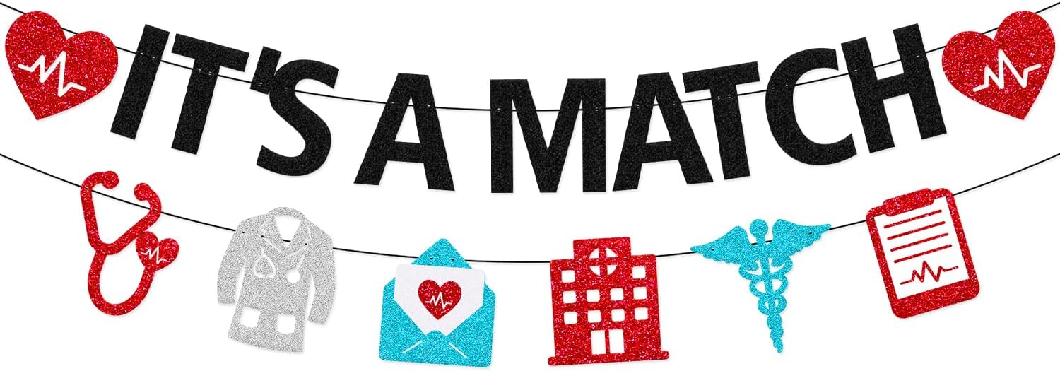 It's a Match Banner Medical Residency Match Day Party Decorations for Future Doctor Medical School Student Graduation Party Supplies