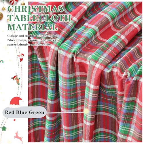 Christmas Rectangle Tablecloth 57x120 Inch Red Blue Green Buffalo Plaid Tablecloth for Outdoor Xmas Party Decoration – Image 5