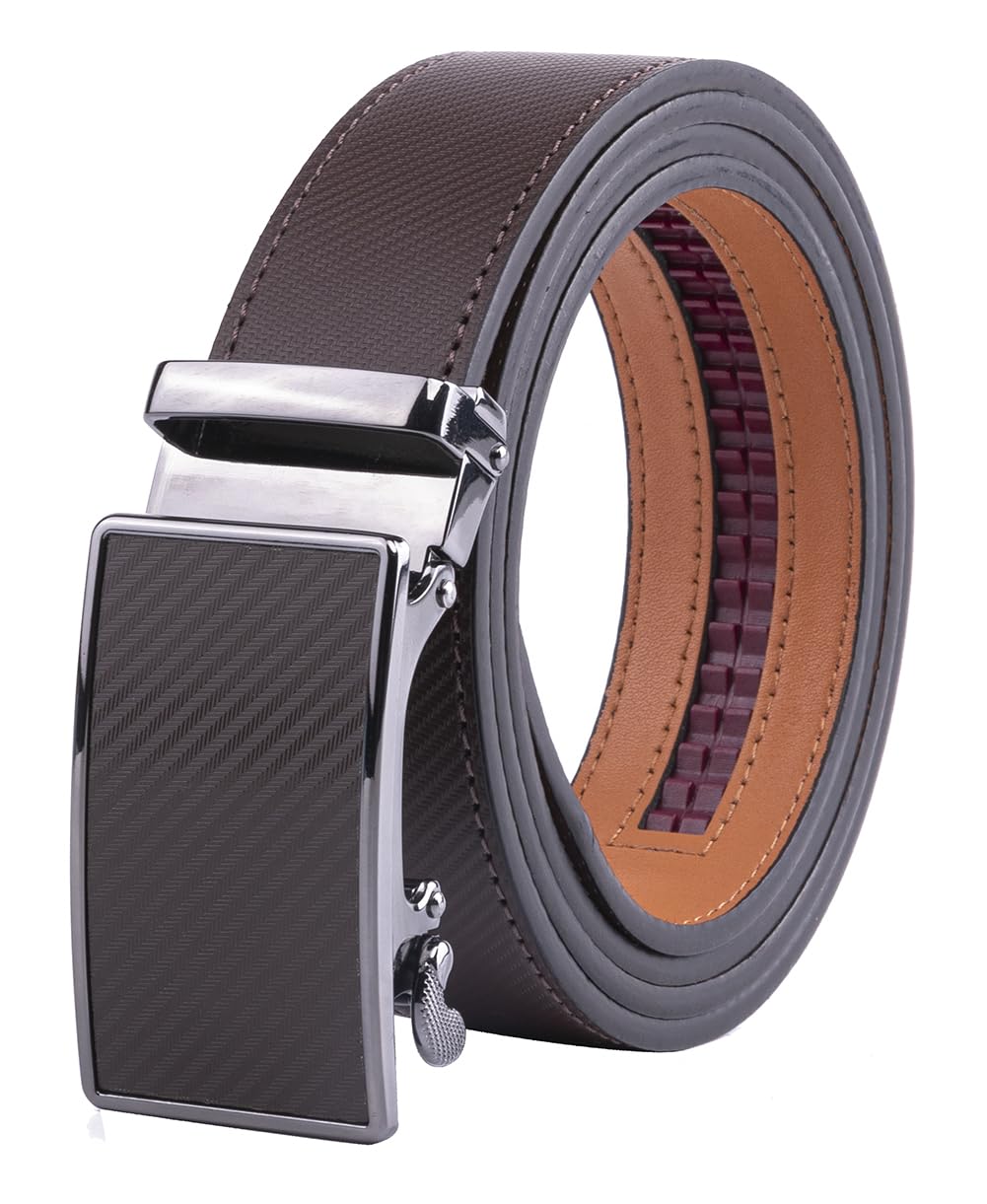 Fabio Valenti Men's 2091 Brown Belt,Ratchet Belt Dress With 1 3/8" Genuine Leather With Easier Adjustable Buckle, Trim To Fit (, Adjustable 46”)
