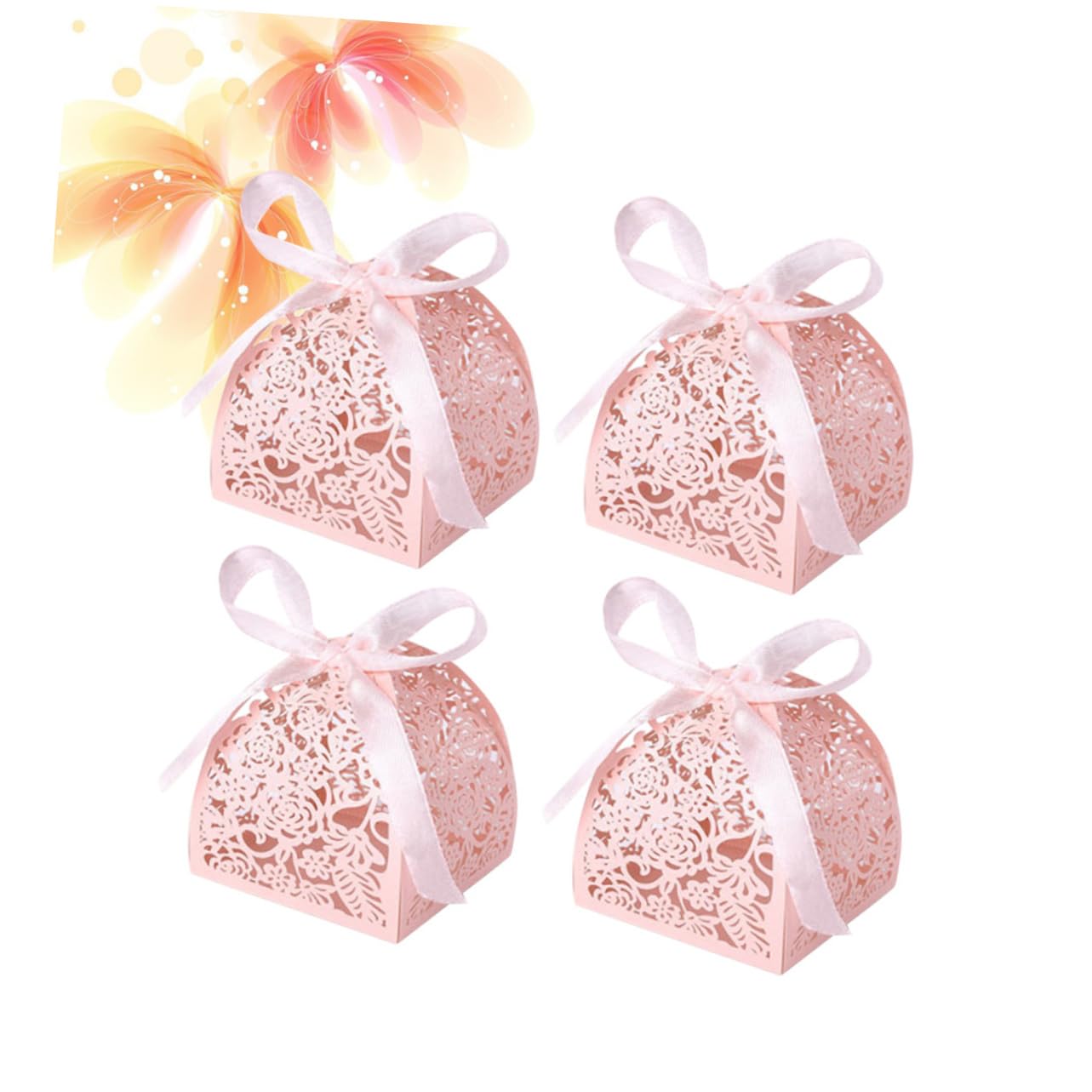 Abaodam 100pezzi Scatole Di Carta Forma Di Rosa Con Design Laserato Confezione Per Matrimonio Compleanno e Anniversari Per Portaconfetti e Regali Di Festa