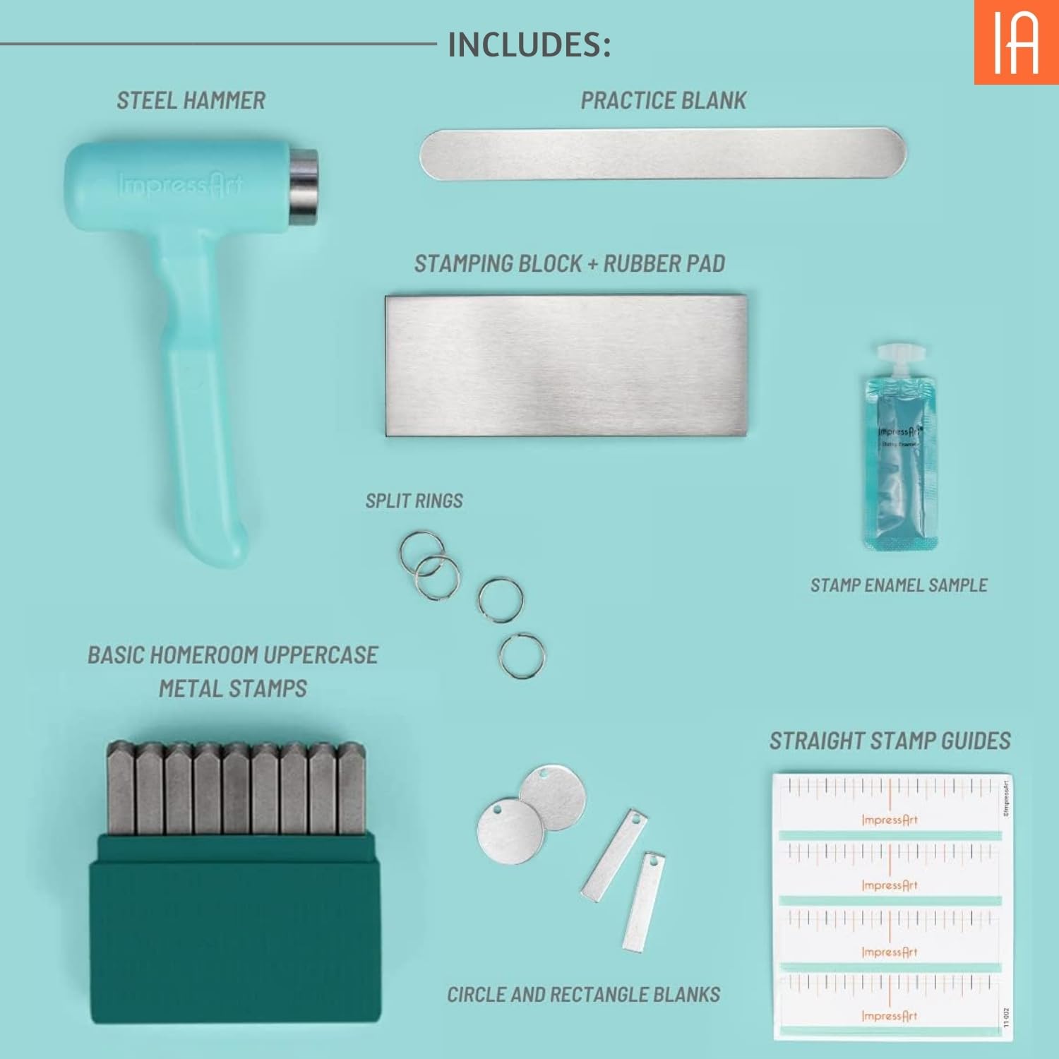 ImpressArt - Kit d'estampage en métal, comprend tous les outils essentiels d'estampage en métal pour la fabrication de bijoux et l'estampage à la main pour projets personnalisés (Homeroom 2, kit de
