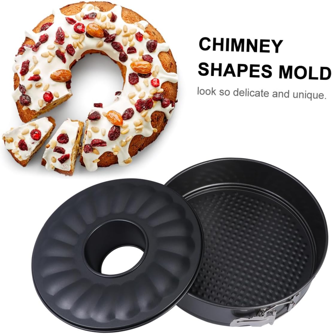 Carbon Steel round Cake Pan 24cm Non-stick Chimney Cake Mold Baking Tool for Home Kitchen Baking