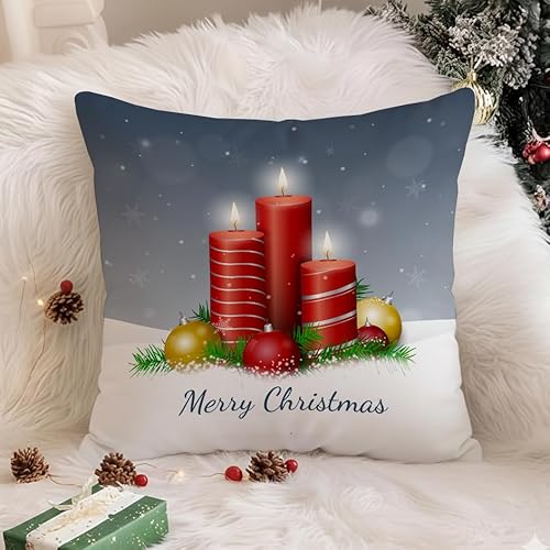 STITCHNEST Merry Christmas Printed Poly Cotton Cushion Cover Pack of 1 (12x12 Inches) STITCHNEST Merry Christmas Printed Poly Cotton Cushion Cover Pack of 1 (12x12 Inches)