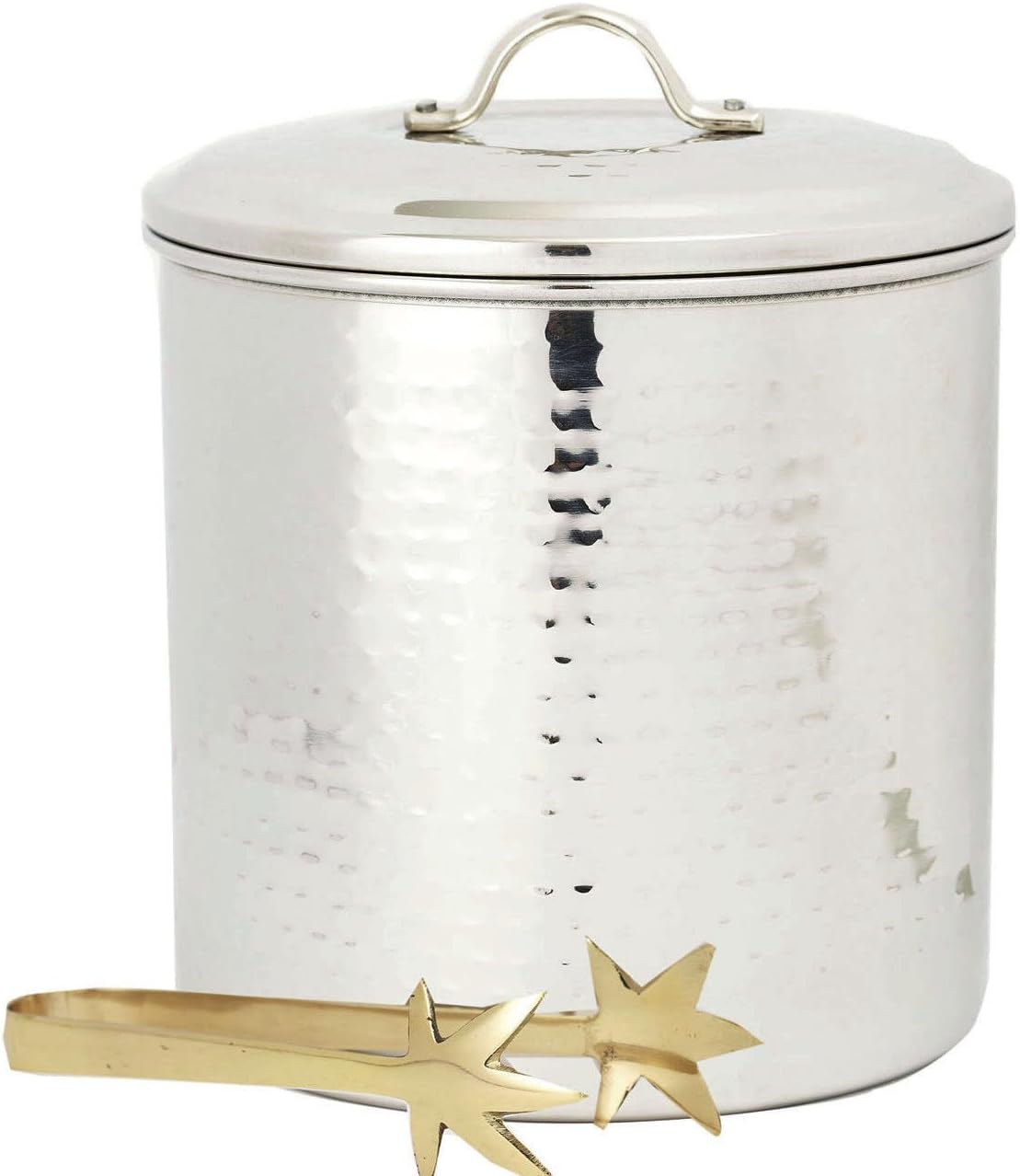 Old Dutch International Hammered Ice Bucket with Liner and Tongs, 3-Quart, Stainless Steel