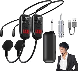 PETUFUN UHF Wireless Microphone Headset | UHF Dynamic Handheld/Head-wearing Microphone - Rechargeable Head Wireless Microphone for Voice Amplifying in Fitness Conference