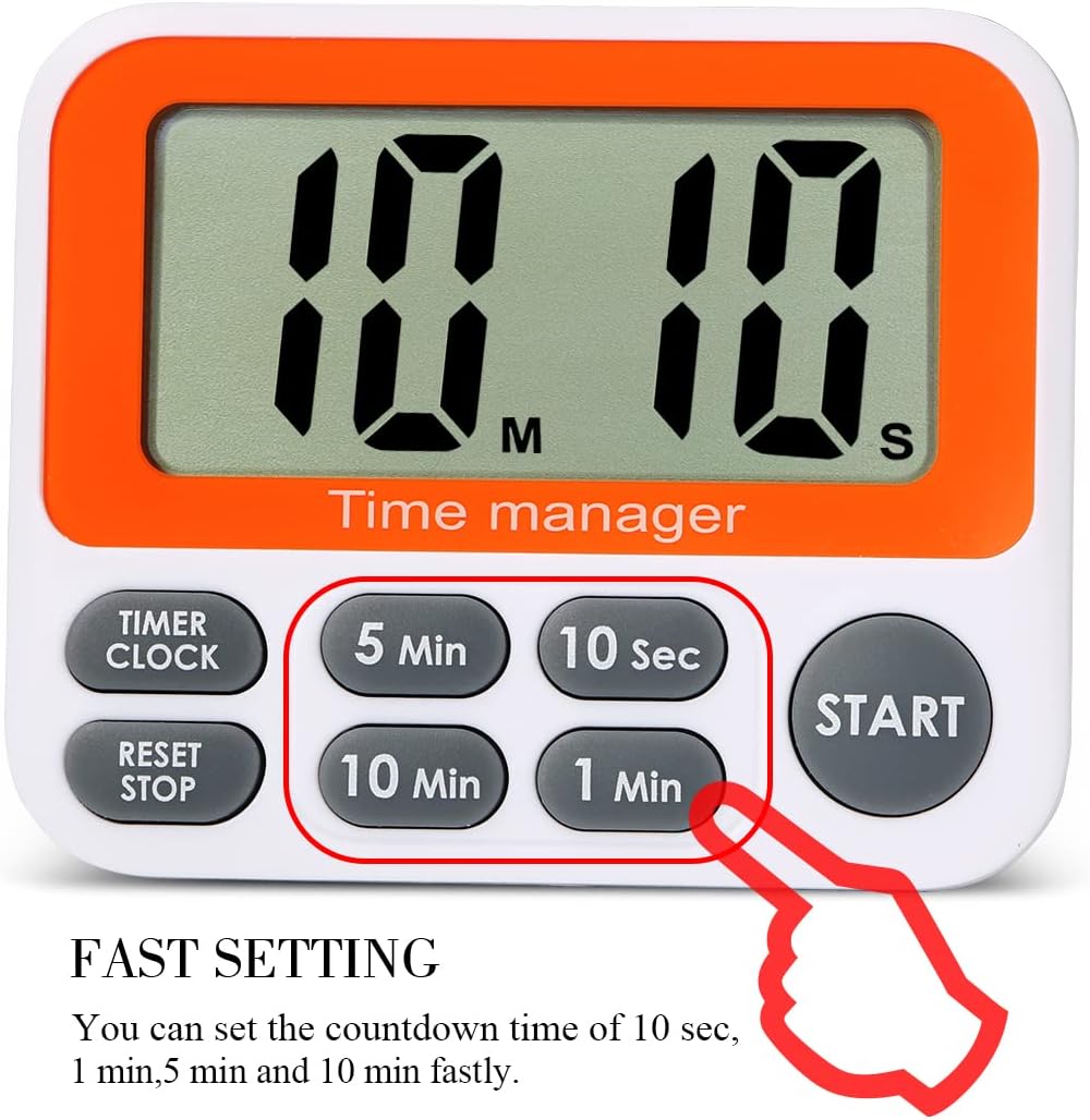 Digital Countdown Kitchen Timer - AIMILAR Count Up Down Magnetic Timer Clock with Loud Alarm Fast Setting for Cooking Baking Gym Students