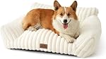 COZY KISS Dog Beds for Small Dogs and Cat Bed, Premium Plush Faux Fur Pet Sofa Bed Couch, Ultra-Soft Pet Furniture for Cats & Small Dogs, 80x60 cm (Cream, Medium)